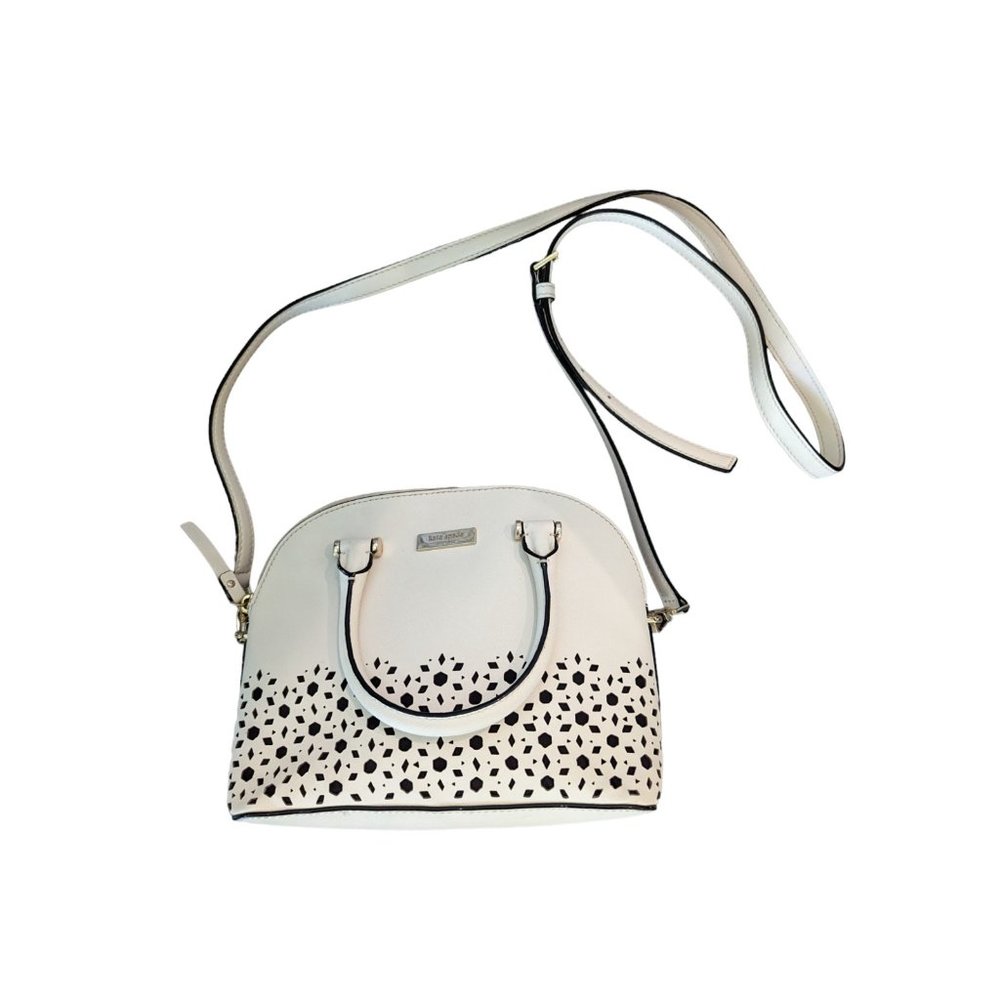 Kate Spade Newman Drive Mini Carli Cement Cream White Floral Cut Crossbody Bag - Picture 6 of 15